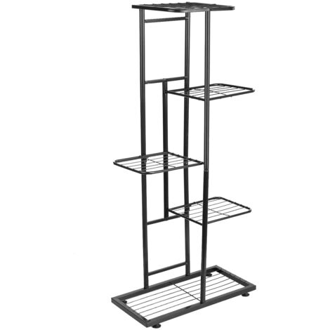 Présentoir à 5 niveaux pour Pots de fleurs, support pour plantes, échelle d'empotage, support de jardinière, étagère de rangement robuste pour plantes en pot, Gris foncé (1/5)