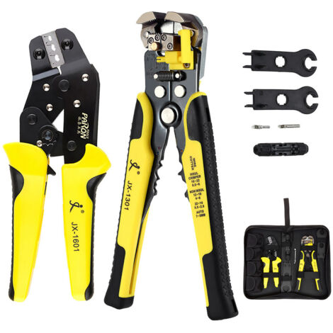 Outils de sertissage de panneau solaire PARON, 2.5-6mm² 14-10AWG Kit de coupe de connecteur de fil solaire de sertisseur de fil, avec pince à dénuder (1/5)