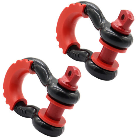 Manille de remorquage Robber D Ring Bow Manille Isolateur 2 Pack Accessoire de remorquage pour Pick-up, récupération de véhicule tout-terrain (1/5)