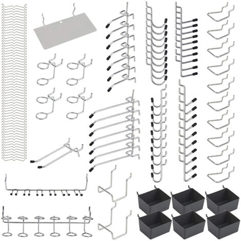 Kit d'assortiment de crochets pour panneau perforé en métal, Kit d'assortiment de serrures à chevilles, Applications suspendues, 140 pièces (1/5)
