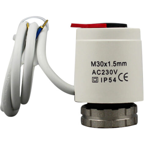 Actionneur thermique AC 230V, actionneur électrique normalement fermé, filetage M30 1.5 pour Thermostat de chauffage au sol, Blanc (1/5)