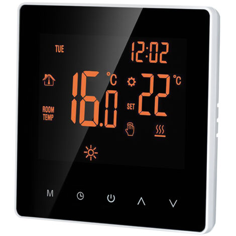 Thermostat intelligent Contrôleur de température numérique Écran LCD Écran tactile Semaine Thermostat de chauffage électrique programmable pour maison, école, bureau, hôtel 16A, Orange, pas de Wi-Fi (1/5)