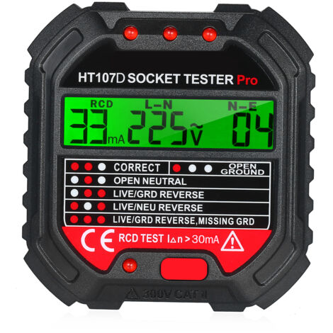 KKmoon Testeur de prise GFCI avec affichage de tension Testeur de prise 90-250 V Détecteur de tension de polarité de circuit électrique automatique Détecteur de disjoncteur HT107D (1/5)