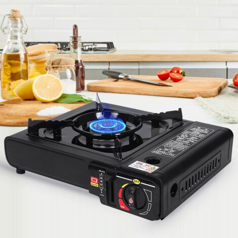 Cassette Réchaud Extérieur Portable Tout En Un Double 2900W Grande Puissance Réchaud Magnétique Peut Être Connecté à Alcane Réservoir Chaudière à Gaz Réchaud Extérieur, Noir (1/5)