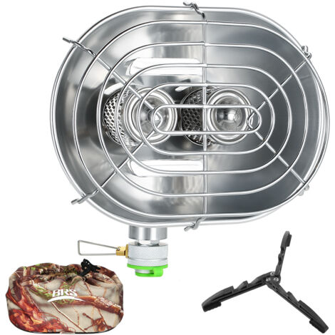 Chauffage extérieur à Double tête, Portable, à rayons infrarouges, réchaud de Camping, réchaud à gaz avec support pliable, Support pour radiateur et cartouche (1/5)