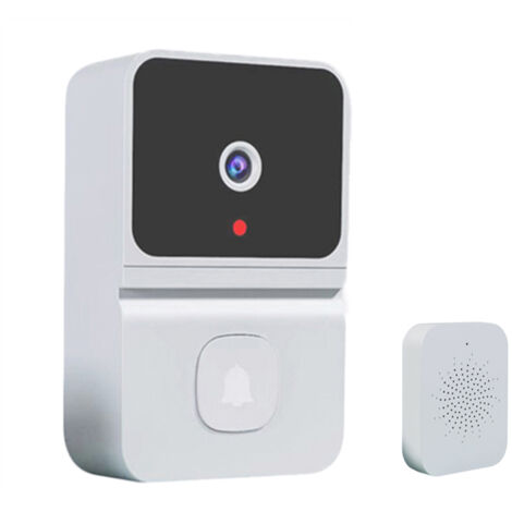 Sonnette vidéo sans fil avec caméra intelligente, avec Vision nocturne 480P, Audio bidirectionnel, stockage en nuage, alimenté par batterie, blanc (1/5)