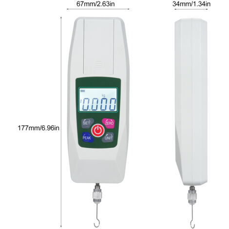 Decdeal Gauge de force numérique Gauge d'arrêt automatique Puste et plier Dynamomètre Dynamomètre Pression de tension 50N / 5kg (1/5)