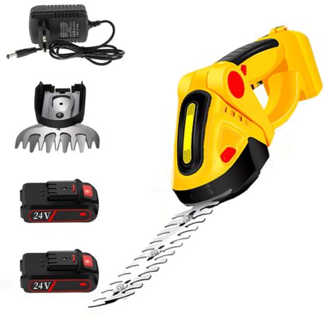 Decdeal Taille-haie sans fil 24V - Coupe-herbe électrique - Kit avec batterie et chargeur - Pour pelouse et jardin (1/5)