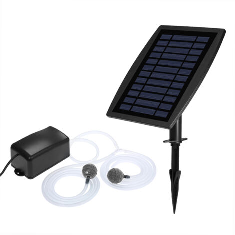 Pompe à oxygène solaire, pompe à oxygène pour aquarium, un tuyau d'oxygène de 2,5 mètres + 2 pierres à air (1/5)