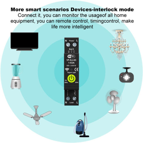 Decdeal TUYA WiFi Brexer de circuit intelligent sur la synchronisation OFF Timing Photovoltaic Bidirectional Metering Energy Metter Automatic Reclosing Protector avec et Fonction prépayée compatible A (1/5)
