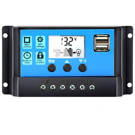 Contrôleur de panneau solaire universel régulateur de Charge de batterie 12V/24V Auto avec double USB pour bricolage, 10A (1/5)