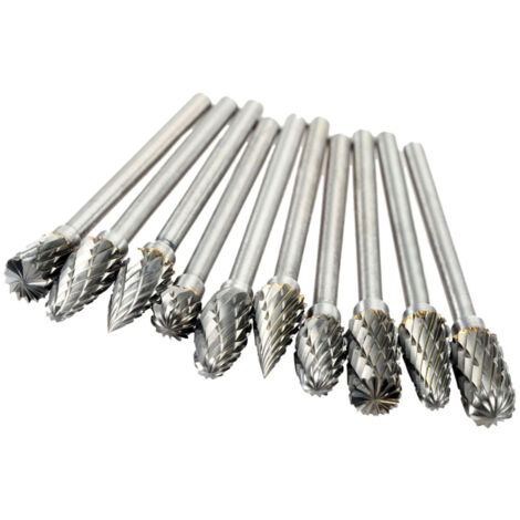 Accessoires de meulage électrique 10 pièces 0.120.24 pouces fraise en carbure d'acier au tungstène pour ensemble d'outils de fraise rotative gravure CNC (1/5)