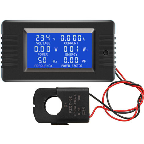 Ouvrir et fermer CT 100A AC Affichage numérique Moniteur de puissance Voltmètre Ampèremètre Fréquence Courant Facteur de tension Compteur avec Split CT (1/5)
