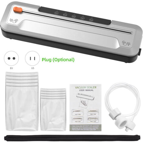 Machine d'emballage sous vide entièrement automatique, puissance d'aspiration sous vide 100 W 55 KPa, machine de scellage humide et sec, machine de conservation sous vide de cuisine, Argent (1/5)