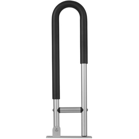 Main Courante en Alliage d'aluminium, pour Toilettes, Main Courante Anti-Chute de Salle de Bain, poignée de Barre d'appui de sécurité à Visser, Noir et argent, avec housse en éponge noire