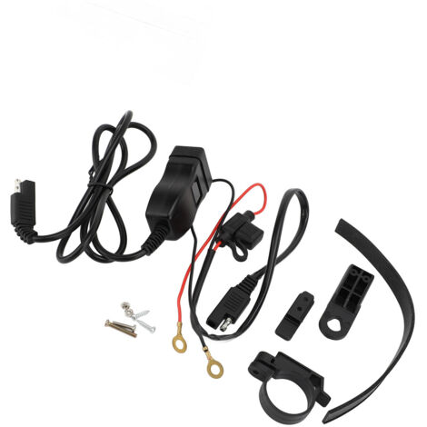 Decdeal Motorcycle USB Charger Dual A 12V-24V Universal Water Résistant à l'interface SAE Voltmètre pour Growbar Green (1/2)