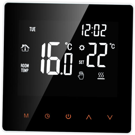Decdeal – Thermostat de chaudière intelligent à programmation hebdomadaire – Écran tactile rétro-éclairé blanc – Alimentation AC230V – Précision ±1℃ (1/5)