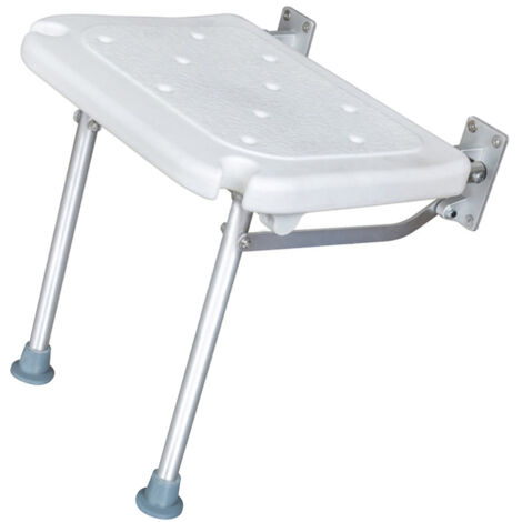Banc de douche pliant siège de bain rabattable à visser tabouret de chaise de salle de bain mural avec pieds antidérapants trous de drainage fente pour pomme de douche (1/5)