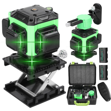 Niveau Laser 3D avec 12 Lignes, Avec 2 piles rechargeables au lithium, 3° Fonction d'étalonnage automatique, Laser vert (1/5)