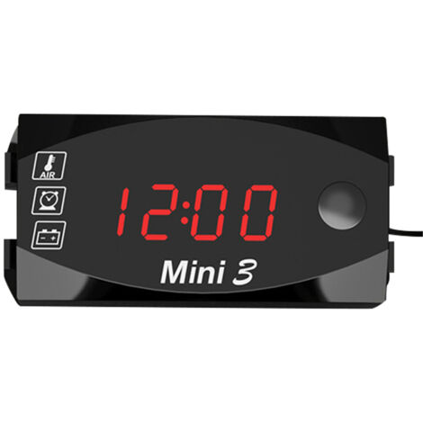Moto DC 6 V-30 V 3 en 1 horloge numérique + thermomètre + voltmètre de tension IP67 testeur étanche jauge de surveillance de batterie pour voiture bateau Marine, Lumière noire et rouge (1/5)
