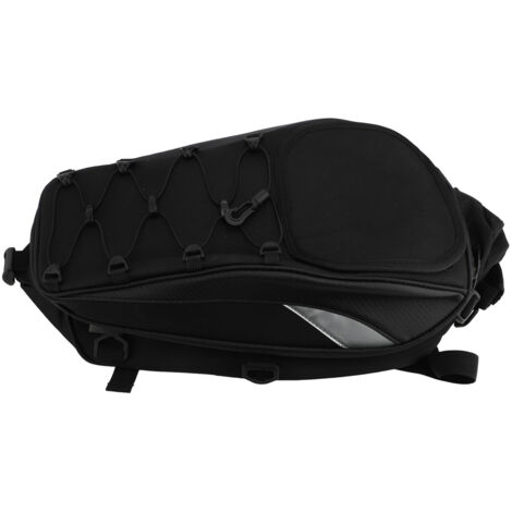Decdeal Sac à queue de moto Oxford tissu 45L Res résistant à l'eau Casque de poche en maille élastique sac à dos avec bandoulière pour moto sans logo