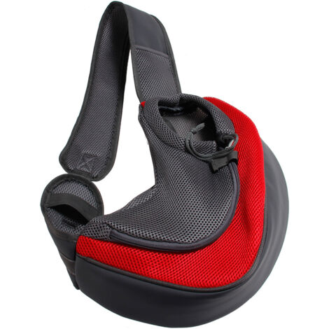 Sac de transport pour chien, sac de transport pour animaux de compagnie, sac à bandoulière d'extérieur, sac de transport en maille respirante pour petit chien, chiot, chat,Red,L (1/5)