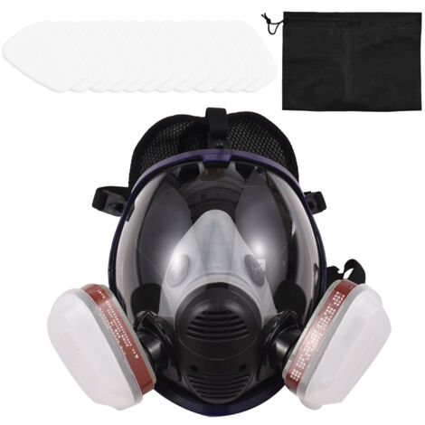 Le masque à gaz de protection sphérique tout compris est livré avec 2 boîtes à filtres n°3 + 12 cotons filtrants + 2 presse-étoupes (1/5)