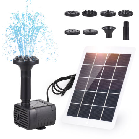 Kit Fontaine Solaire pour Bassin - Pompe à Eau 3W 5V avec 7 Buses - Hauteur max. 50cm - Décoration Jardin/Abreuvoir à Oiseaux (1/5)
