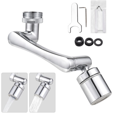 Aoresac – extension de robinet pivotante universelle, aérateur de robinet rotatif à 1440 ° avec 2 Modes de sortie d'eau, anti-éclaboussures pour salle de bain, Argent (1/5)