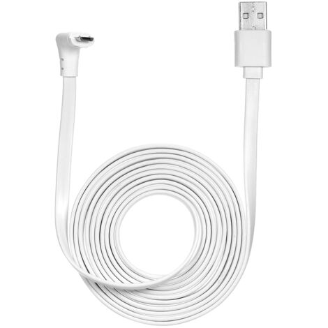 2M/6.6ft Charging Power Cable Fits for Arlo Pro, Arlo Pro 2, Arlo GO, Arlo Light Weatherproof Indoor/Outdoor Flat Cable Aluminium Alloy Micro USB Cable Charging/Power Cord without Plug, 1 Pack (White) (1/5)