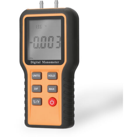 Manomètre numérique Écran LCD ℃ ℉ Commutable 12 unités de pression Outil de mesure de la température intérieure réglable Appareil de mesure de la pression des tuyaux, Multicolore (1/5)