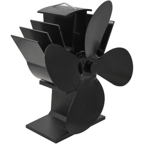 Ventilateur de cheminée à transfert de chaleur 4 pales Haute efficacité Distribution de la chaleur Noir 170mm Pales du ventilateur (1/5)