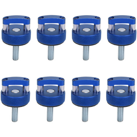 Decdeal Lot de 8 vis à oreilles pour toit rigide à démontage rapide, filetage M8 1,25, anneau en D intégré, en acier billette d'aluminium, pour Bronco 2 portes et 4 portes, bleu (1/5)