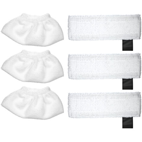 Lot de 6 tampons de nettoyage de rechange pour Karcher SC2/SC3/SC4/SC5 (3 housses de buse de chiffon et 3 tampons de nettoyage en microfibre), 3 couvre-buses de chiffon et 3 tampons de nettoyage (1/5)