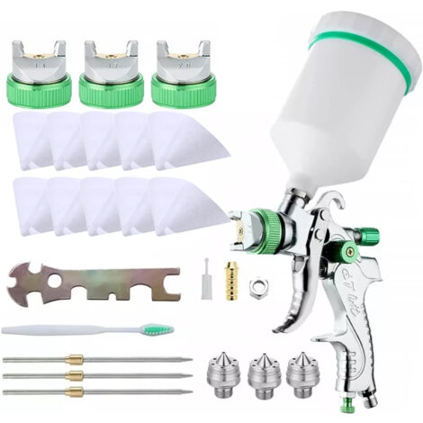 Ensemble d'outils de pulvérisation gravitationnelle, buses de 1,4/1,7/2,0 mm, pulvérisateur de peinture automobile, avec tasse de couleur 600 cc (1/5)