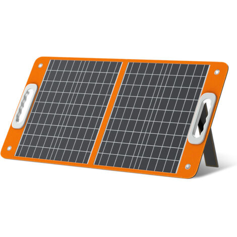 Panneau solaire portable Flashfish 18 V/60 W sortie CC pliable adapté pour centrale électrique portable Flashfish téléphone portable/tablette/ordinateur/camping/RV/voyage, Orange, 60W (1/5)