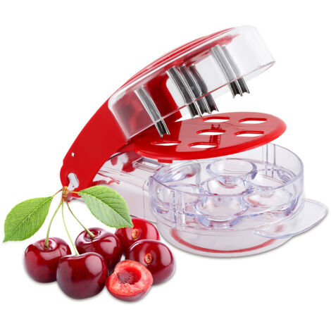 Vide-cerises à 6 trous avec phare, extracteur de graines et dattes rouges, fournitures de cuisine, gadgets pour salade de fruits, Rouge (1/5)