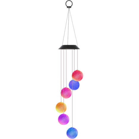 Lampe carillon éolien à énergie solaire, boule à couleur changeante, lumière extérieure en H pour jardin, rue, décoration de la maison, Blanc (1/5)