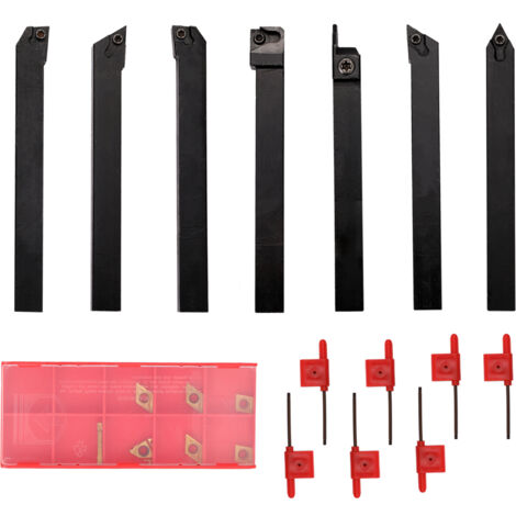 21 pièces, Porte-outil de tournage de tour à tige de 10mm, barre d'alésage, Inserts en carbure, outil de tournage de tour (1/5)