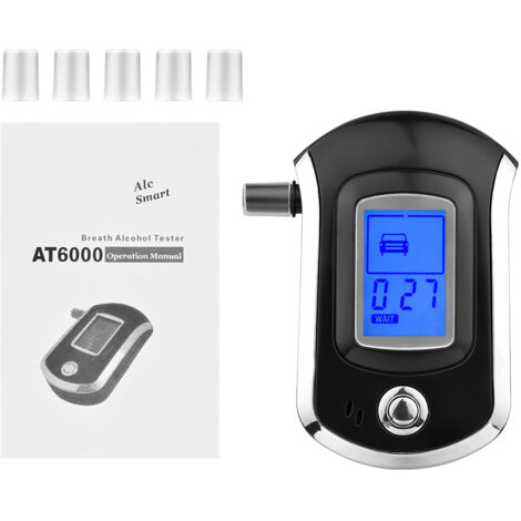 Immacés portables avec 6 conduites d'embarbanes Breath Alcohol Tester LCD rétro-éclairage numérique Digital Bac Detector Analyseur Audio Visual Alarme pour un usage personnel (1/5)