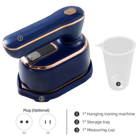 Fer à repasser portable 20 s à chauffage rapide pour enlever les rides du tissu, fer à vapeur rotatif 2 en 1 pour vêtements, supporte le repassage sec et humide (1/5)