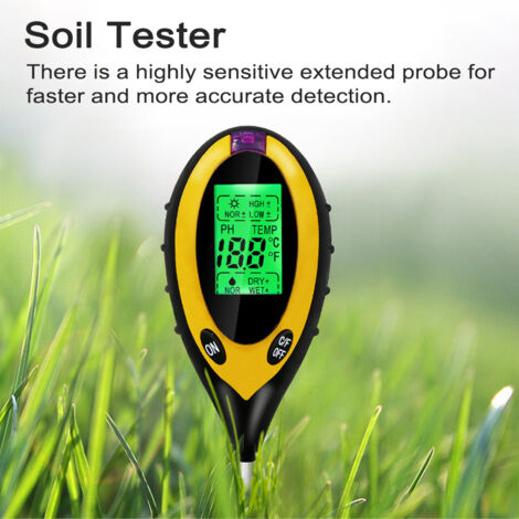 Decdeal 4IN1 Analyseur de sol numérique Tester multifonctionnel Sunlight Intensity PH Valeur Humidité Détecteur de température Compteur en pot Plantant l'outil de culture avec cadran pour Garden Garde (1/5)