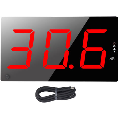 Decdeal Mémètre de niveau sonore numérique 3 pouces grand écran LCD 30-130 dB Range mural Murned Decibel avec alarme audible (1/5)