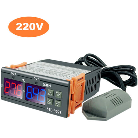 STC-3028 Contrôleur de température et d'humidité intelligent à affichage numérique Thermomètre et humidimètre de serre Thermomètre à éclosion Contrôle de température 220V (1/5)