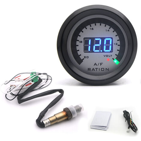 Kit de jauge de rapport air-carburant numérique à bande étroite 2 en 1 mètre 52 mm volmètre de voiture 12 V avec capteur d'oxygène O2 accessoires de modification de voiture, modèle : 6238WS