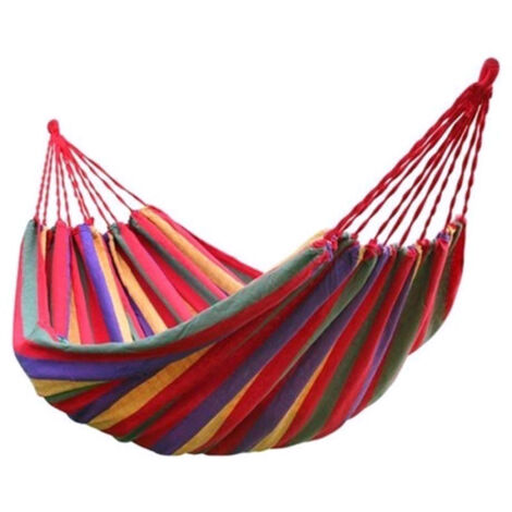 Hamac de jardin Portable en toile, lit de Camping suspendu, porche, arrière-cour, balançoire intérieure et extérieure, rouge (1/5)