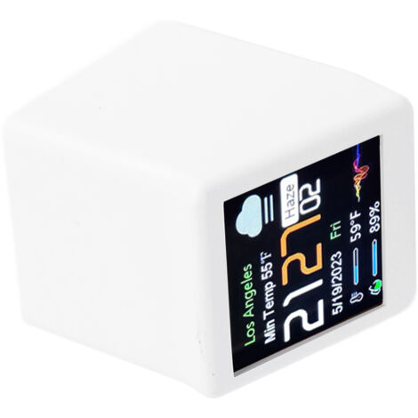 Decdeal Horloge électronique de bureau LCD Affichage numérique Calendrier Température Météo Prévision de la station WiFi Networking White (1/5)