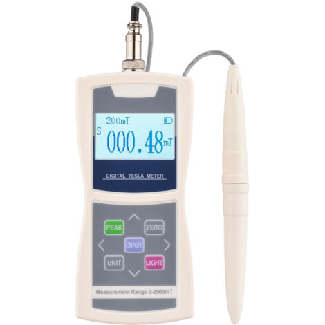 Gaussmètre numérique Tesla, plage automatique 200 mT/2000 mT, testeur de champ magnétique de surface sensible de haute précision avec sonde à effet Hall radial standard, boîte en plastique, Ivoire, ni