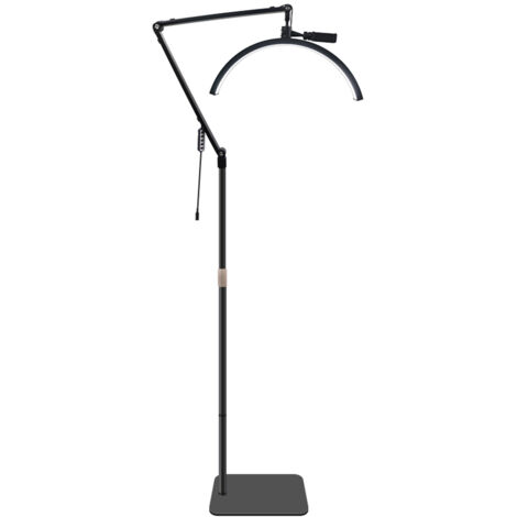 HD-M40X 36W Lampe vidéo LED au sol en forme de demi-lune 3000K-6000K à intensité variable avec support télescopique en métal, clip de téléphone et télécommande (1/5)