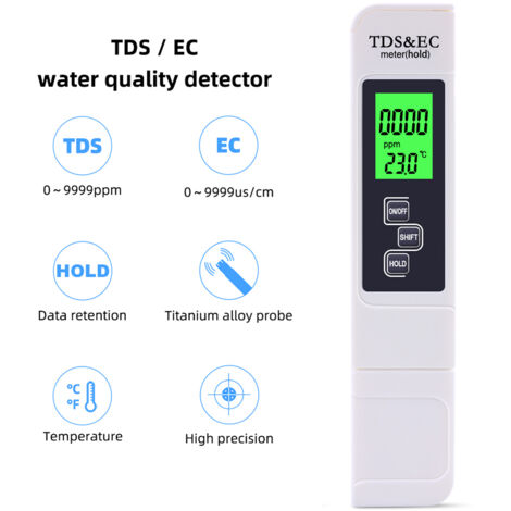 Decdeal 3-en-1 Détecteur de qualité d'eau multifonctionnelle Portable TDS TESTER TESTER METER EC TOODE DE MESURE (1/5)